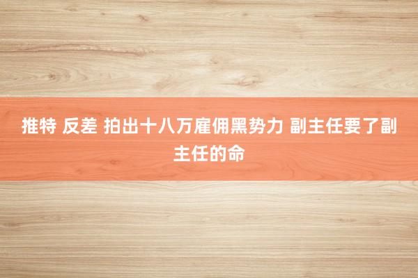 推特 反差 拍出十八万雇佣黑势力 副主任要了副主任的命