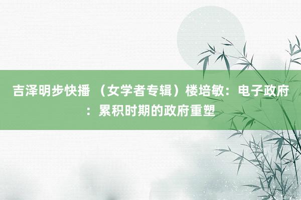 吉泽明步快播 （女学者专辑）楼培敏：电子政府：累积时期的政府重塑