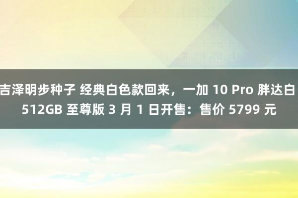 吉泽明步种子 经典白色款回来，一加 10 Pro 胖达白 512GB 至尊版 3 月 1 日开售：售价 5799 元