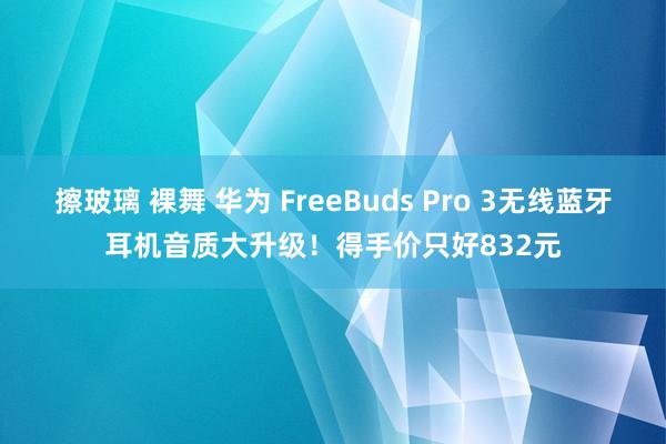 擦玻璃 裸舞 华为 FreeBuds Pro 3无线蓝牙耳机音质大升级！得手价只好832元