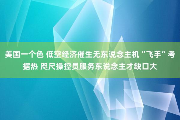 美国一个色 低空经济催生无东说念主机“飞手”考据热 咫尺操控员服务东说念主才缺口大